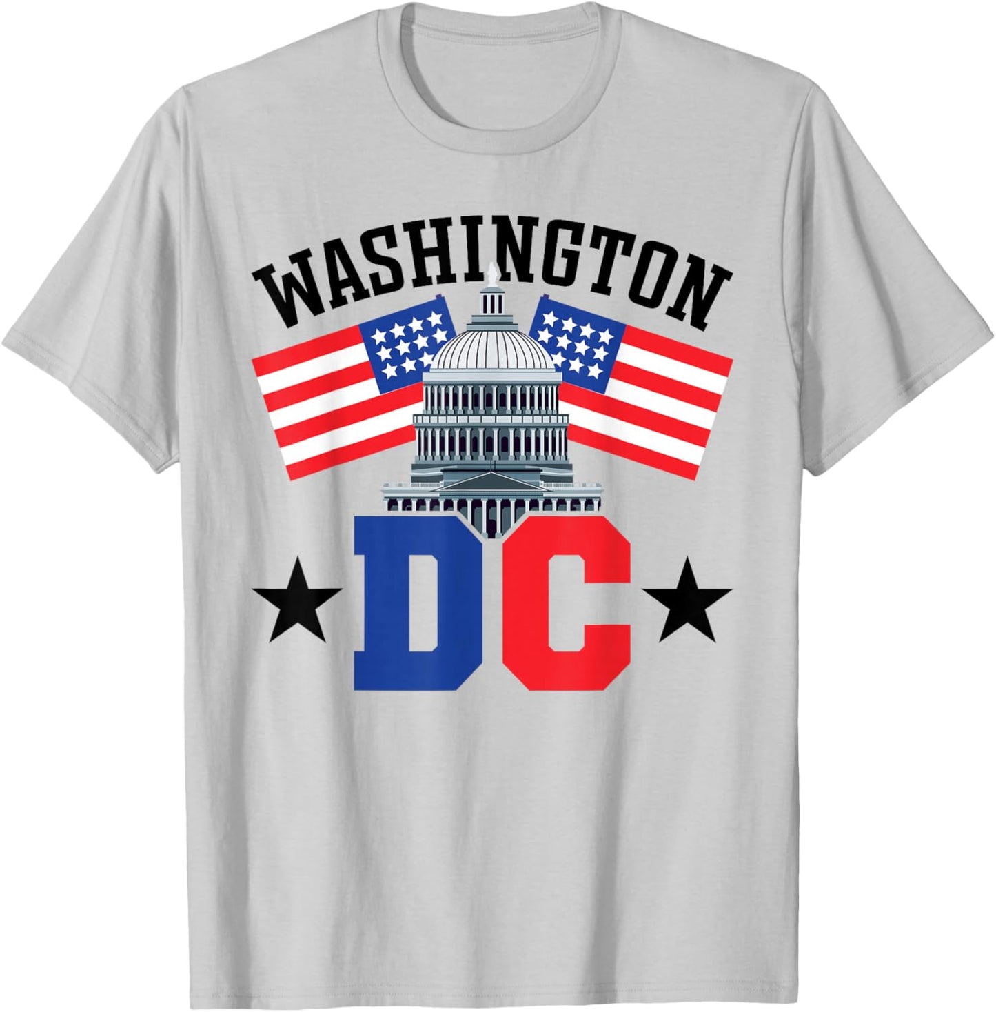 Washington DC Capitol Hill American Flag USA Pride Souvenir T-Shirt - T-Shirt | Ash