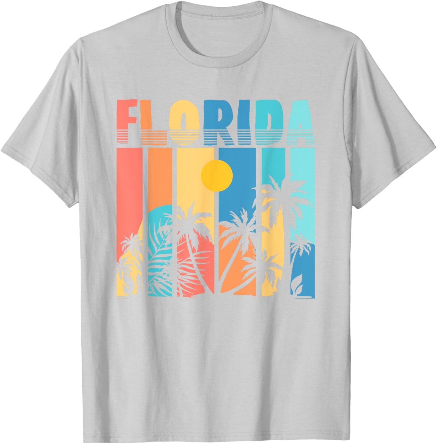 Retro FL Palm Trees Summer Vibes Tropical Miami Florida Men Women Kids T-Shirt - T-Shirt | Ash