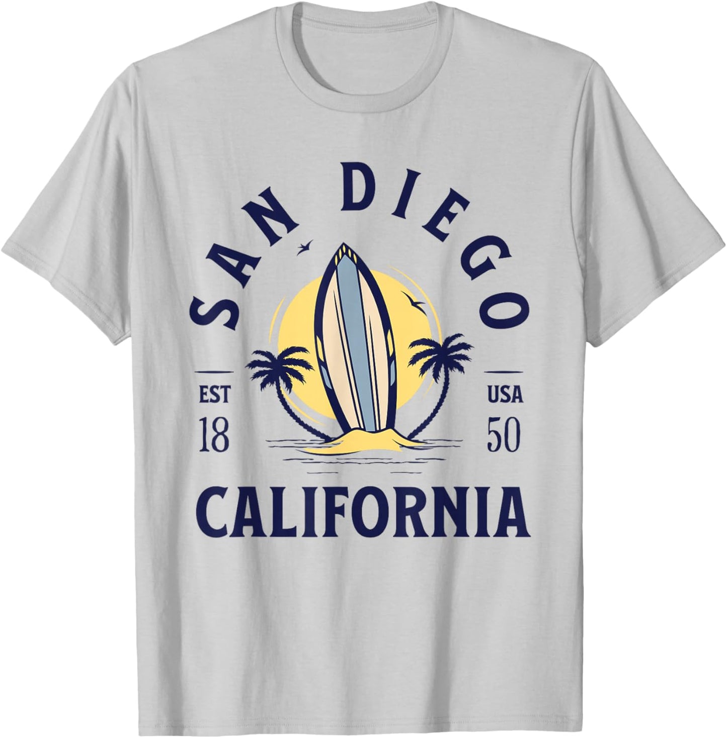 San Diego California Beach Surf Summer Vacation Vintage T-Shirt - T-Shirt | Ash