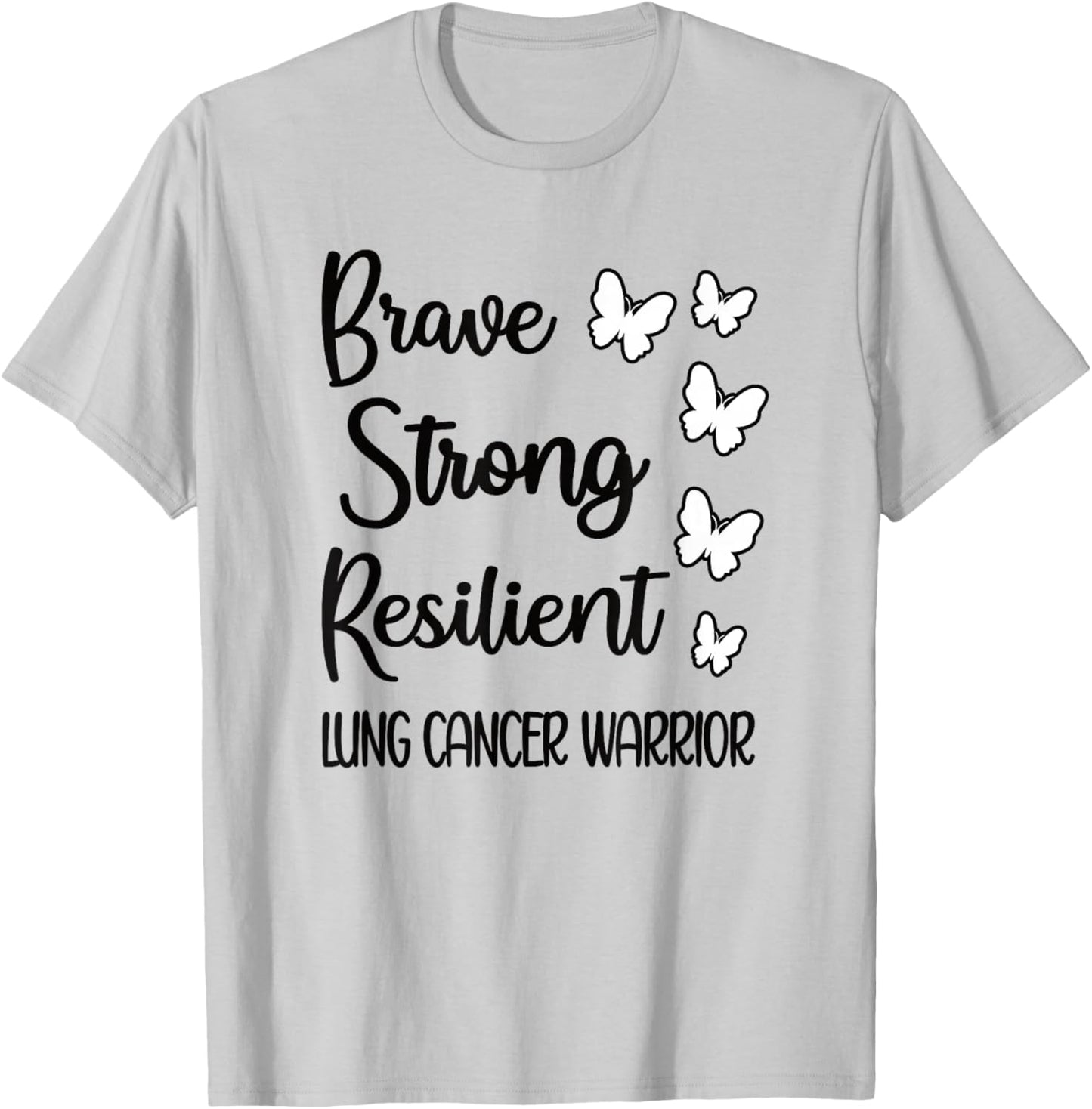 Lung Cancer Warrior White Ribbon Lung Cancer Fighter T-Shirt - T-Shirt | Ash