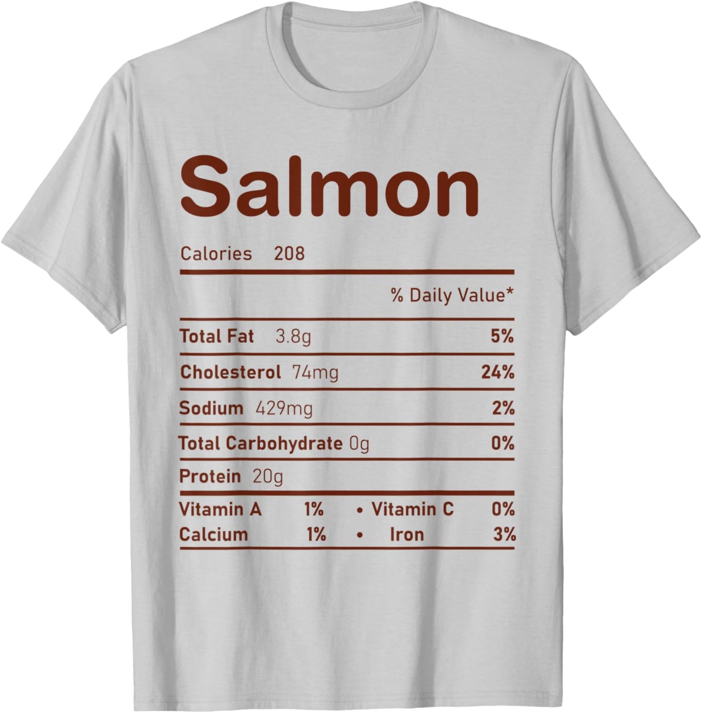 Trendy Salmon Nutrition Facts Thanksgiving Christmas Food T-Shirt - T-Shirt | Ash