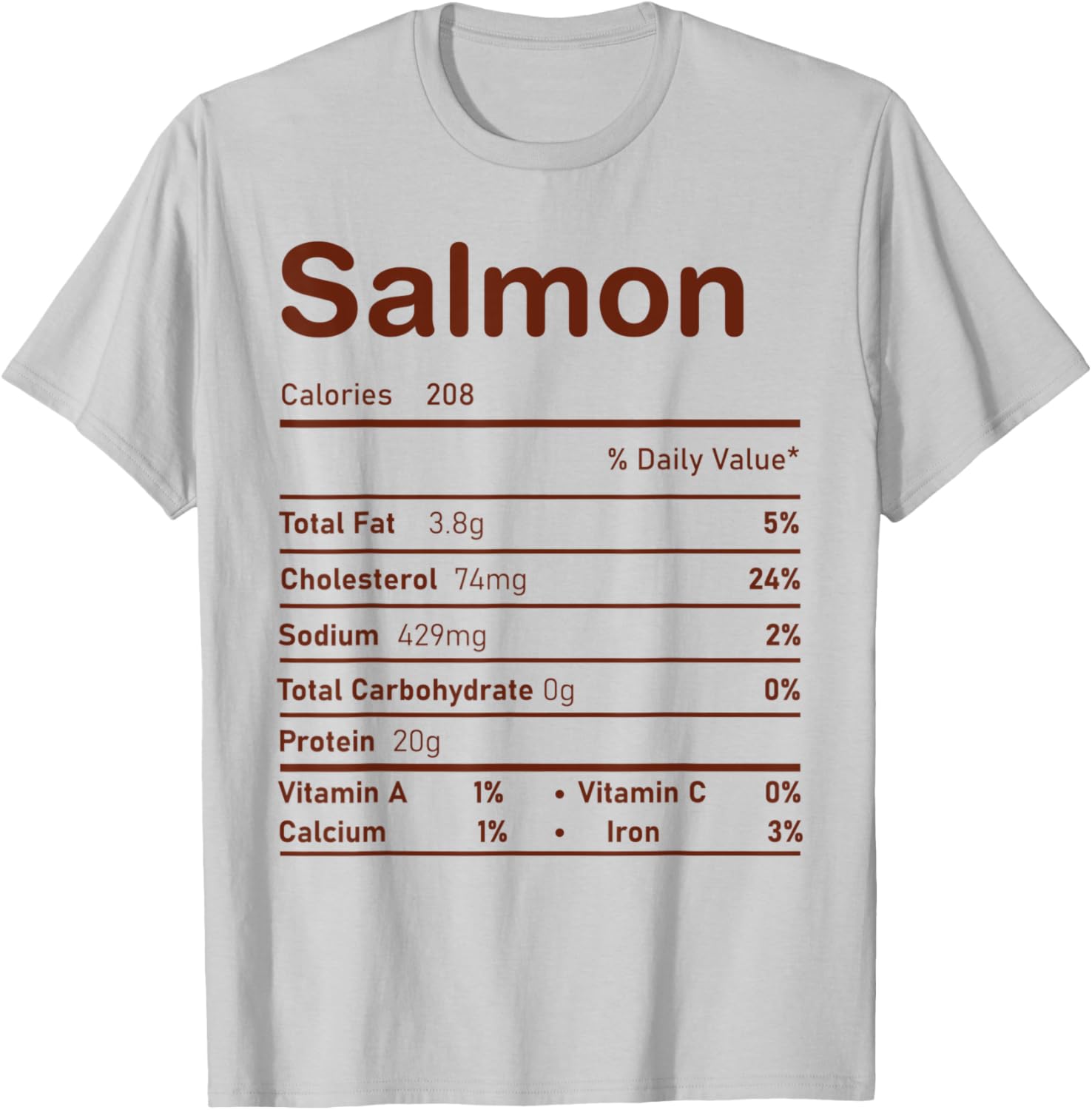 Trendy Salmon Nutrition Facts Thanksgiving Christmas Food T-Shirt - T-Shirt | Ash