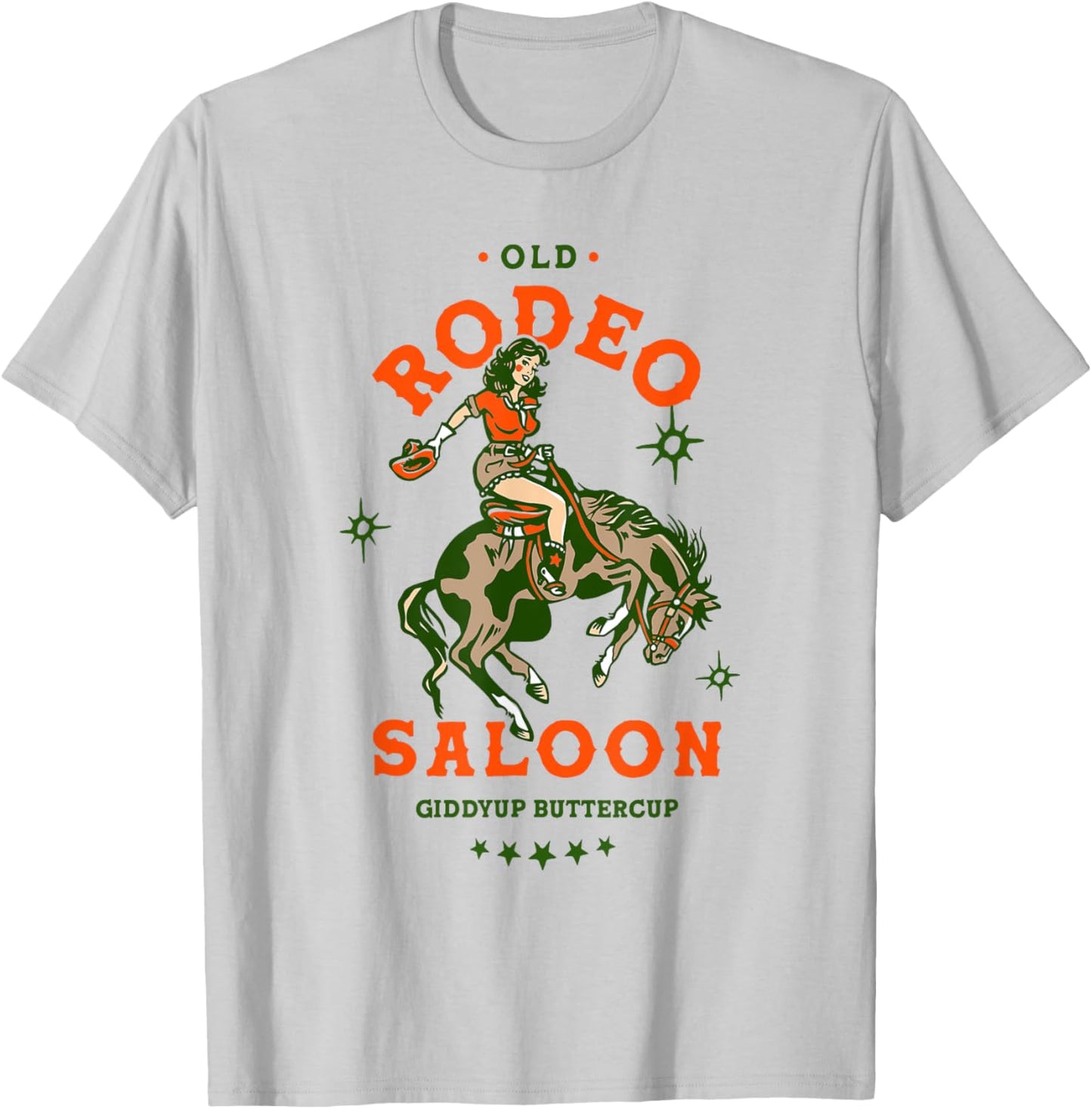 Old Rodeo Saloon: Giddyup Buttercup. Retro Cowgirl & Horse T-Shirt - T-Shirt | Ash