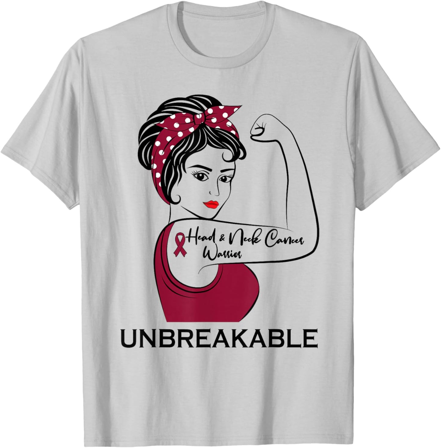 Head and Neck Cancer Warrior Unbreakable Awareness T-Shirt - T-Shirt | Ash