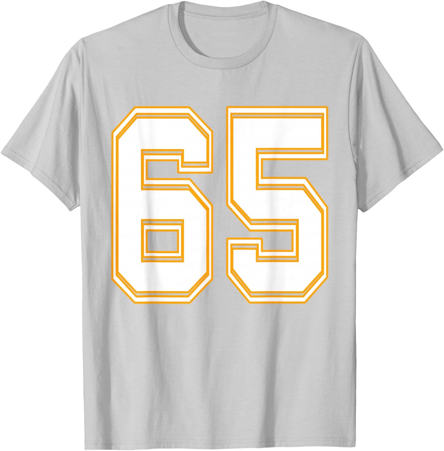 Number 65 Red Yellow White Football Basketball Soccer Fans T-Shirt - T-Shirt | Ash