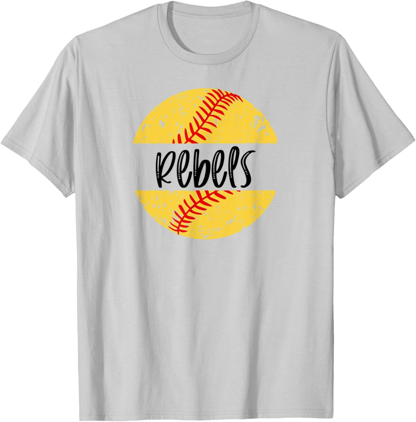 Rebels Softball Team Mascot School Spirit Game Day T-Shirt - T-Shirt | Ash