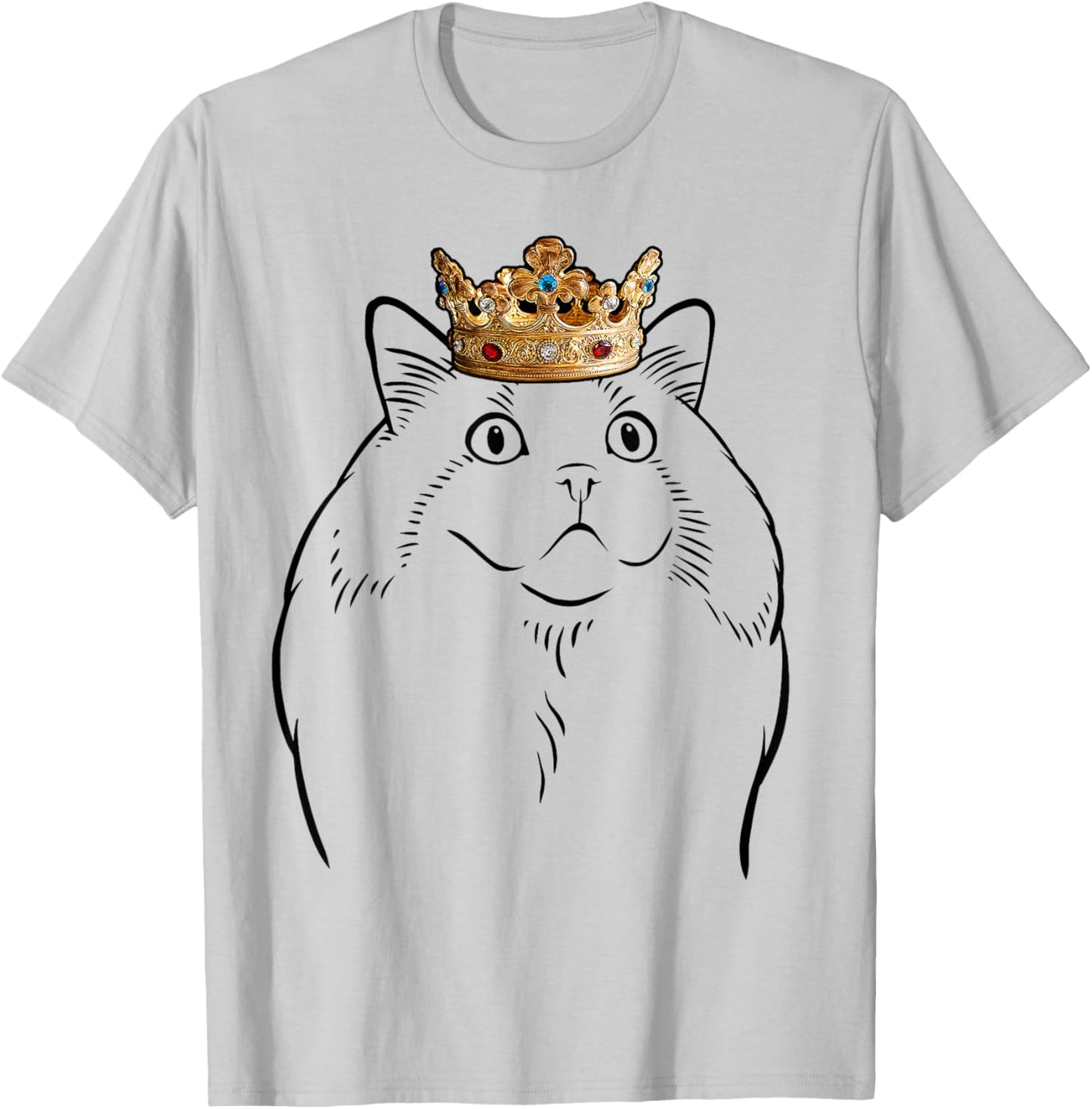 Ragdoll Cat Wearing Crown T-Shirt - T-Shirt | Ash