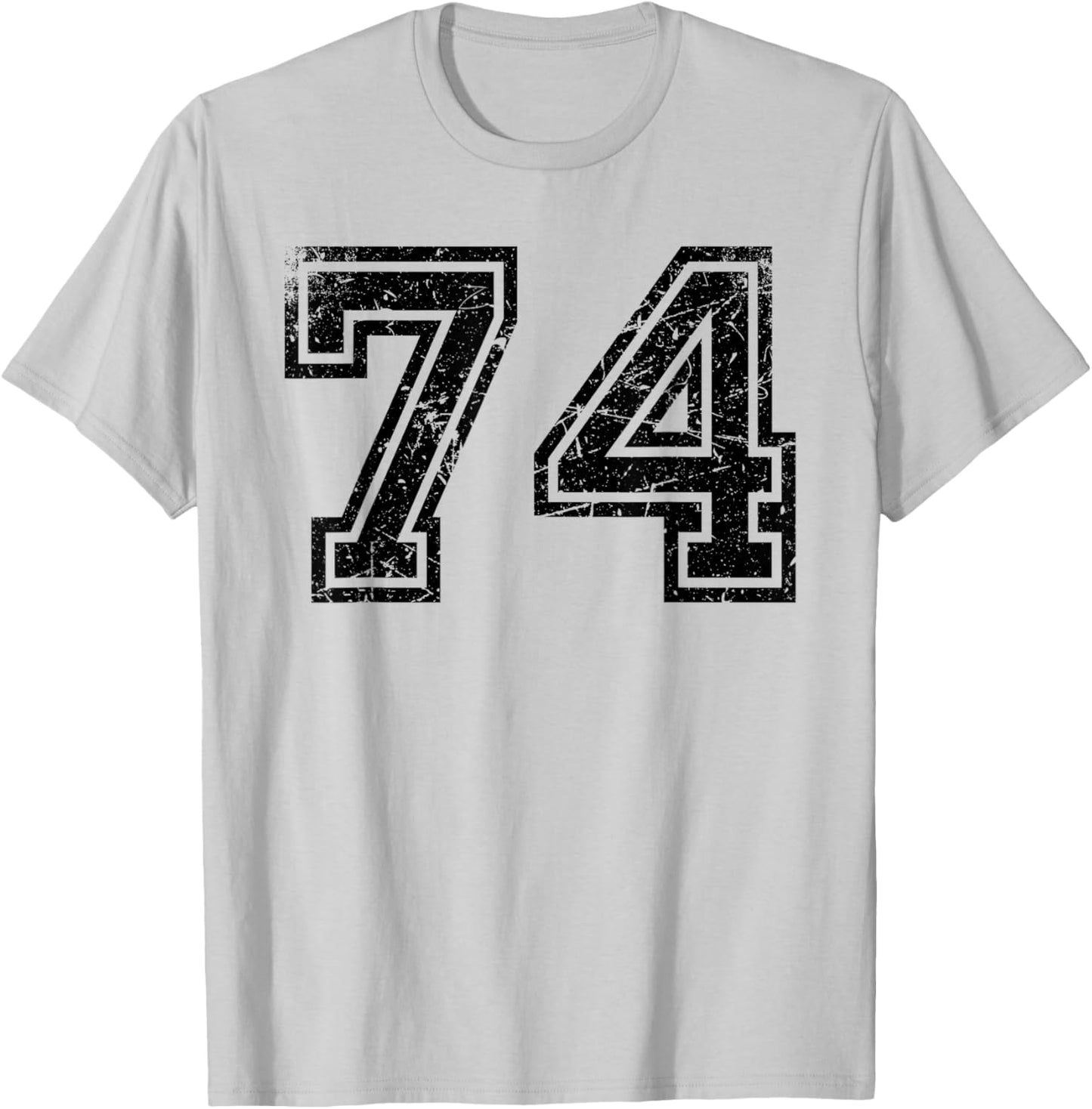Vintage Number #74 Black Sports Team Number T-Shirt - T-Shirt | Ash