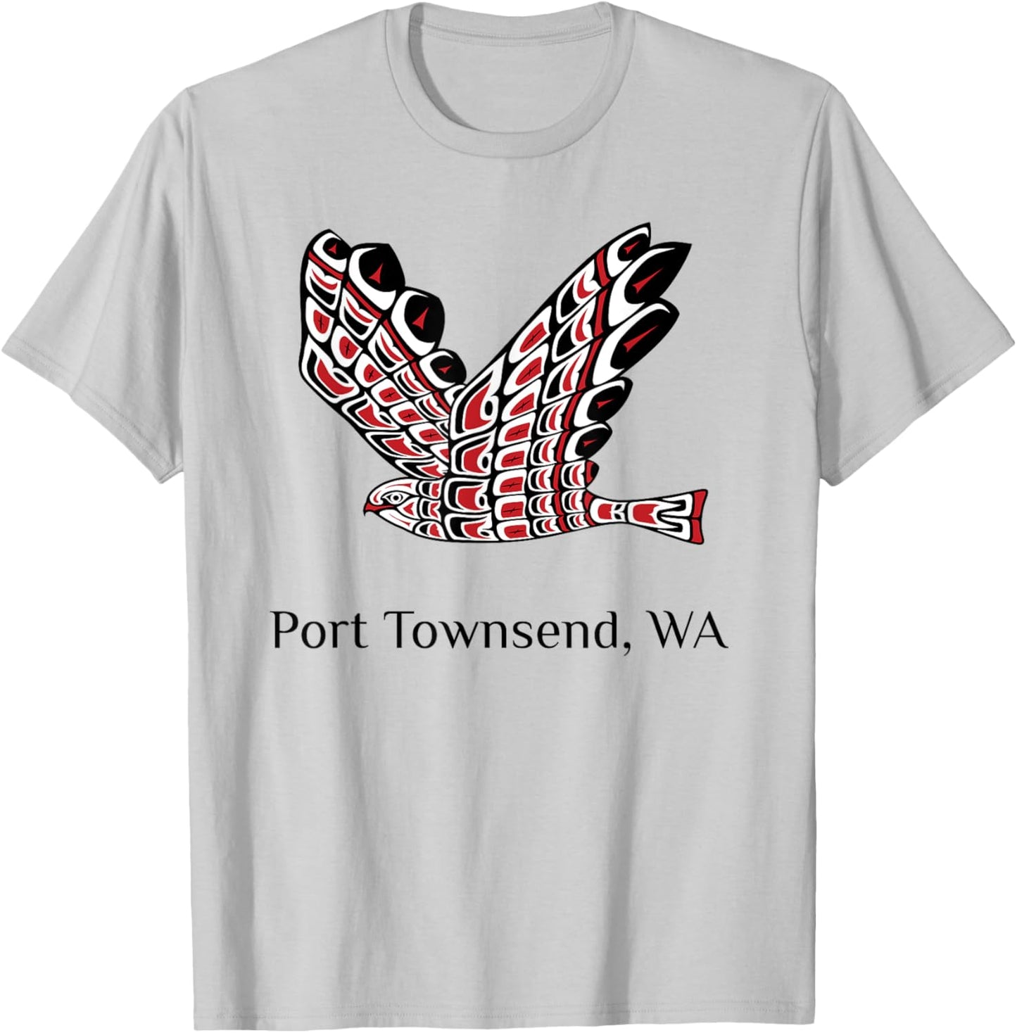 Port Townsend WA Red Tail Hawk Native American Indian T-Shirt - T-Shirt | Ash
