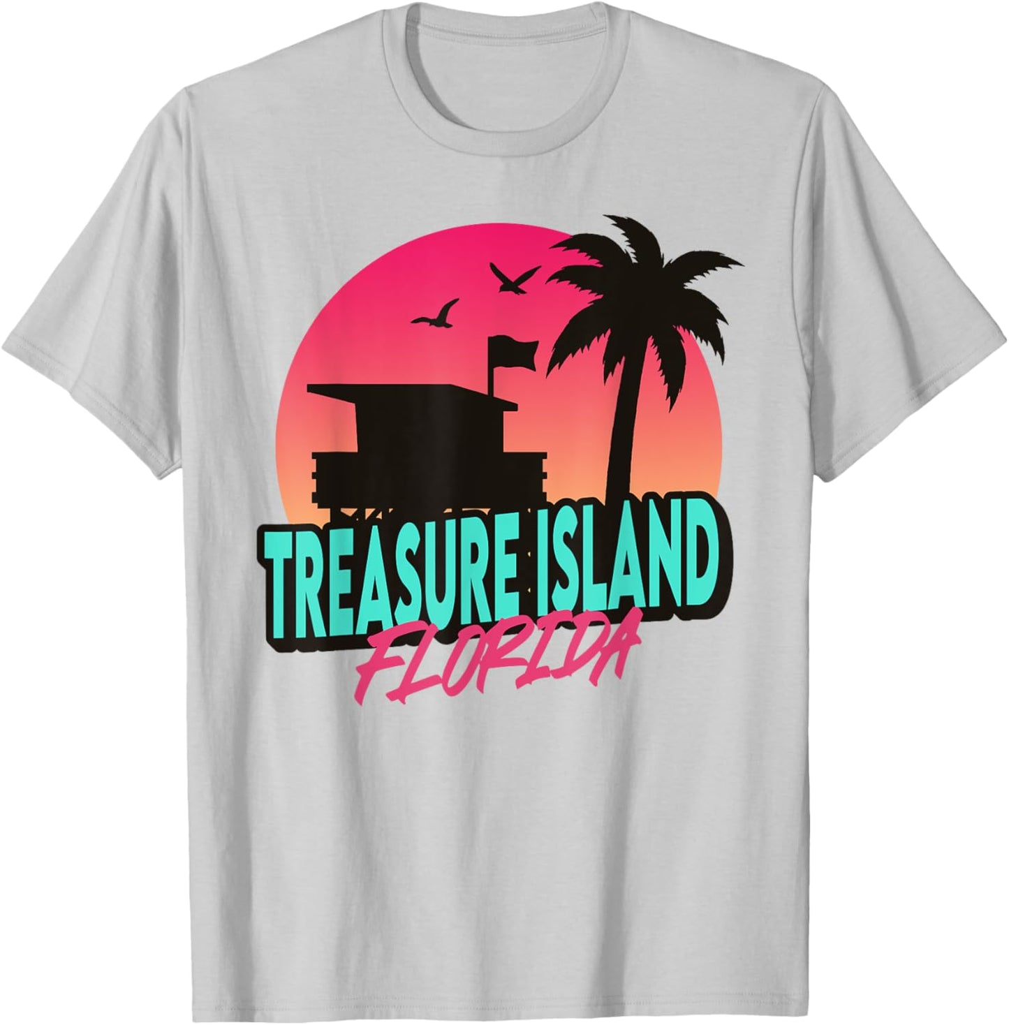 Vintage Treasure Island Beach Florida Palm Trees FL Retro Men Women Girls Kids T-Shirt - T-Shirt | Ash