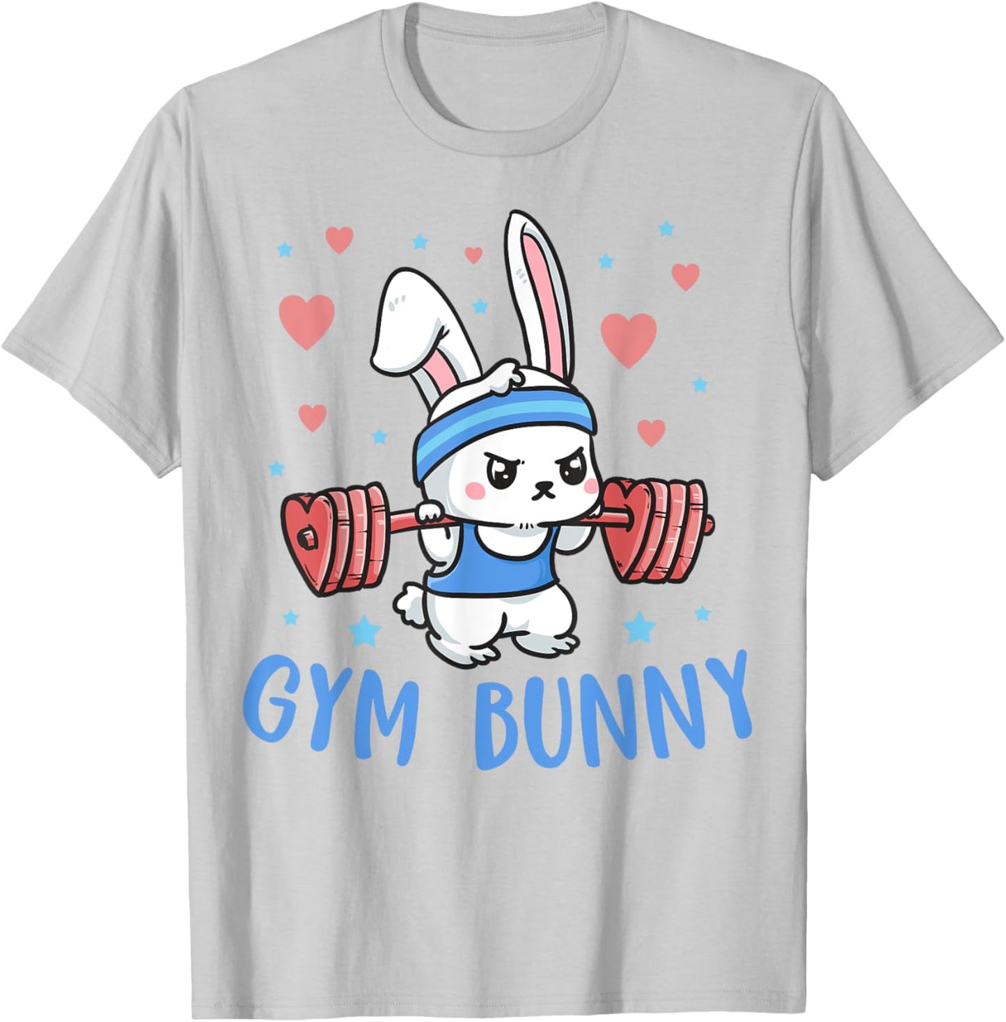 Gym Bunny Hearts Barbell Funny Workout Clothes Lift Weights T-Shirt - T-Shirt | Ash