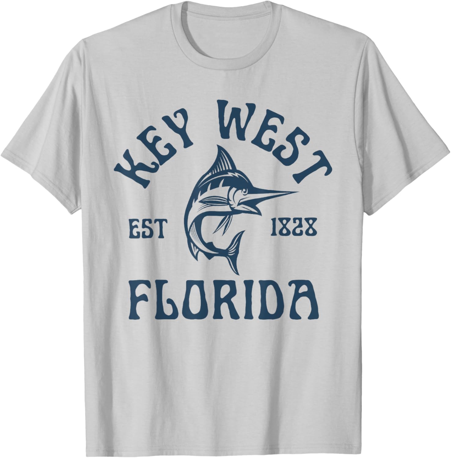 Key West Florida Fishing Marlin Travel Keys Fish Beach Men Women Kids T-Shirt - T-Shirt | Ash