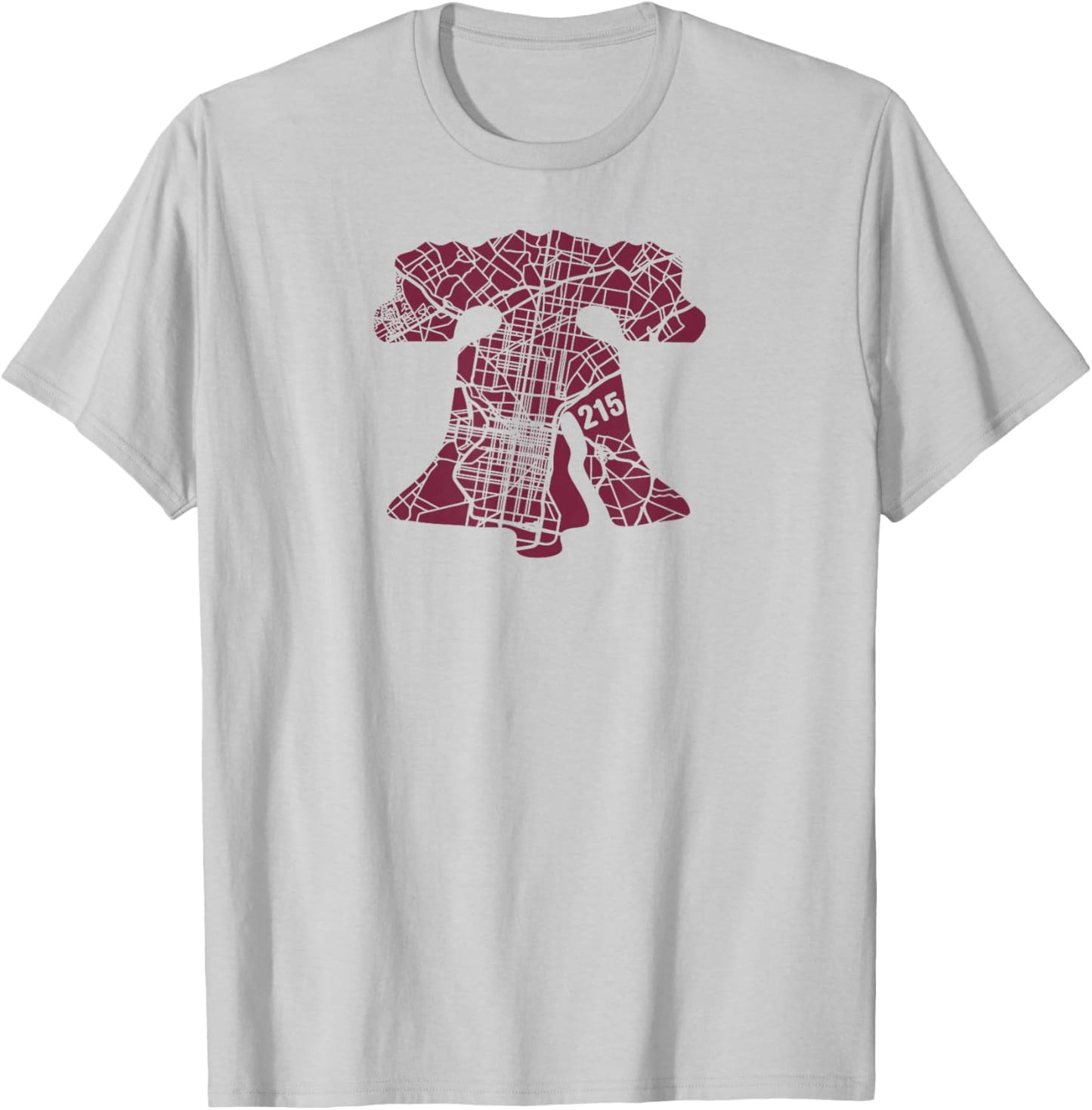 Philadelphia Street Map Liberty Bell Ill 215 Vintage Philly T-Shirt - T-Shirt | Ash