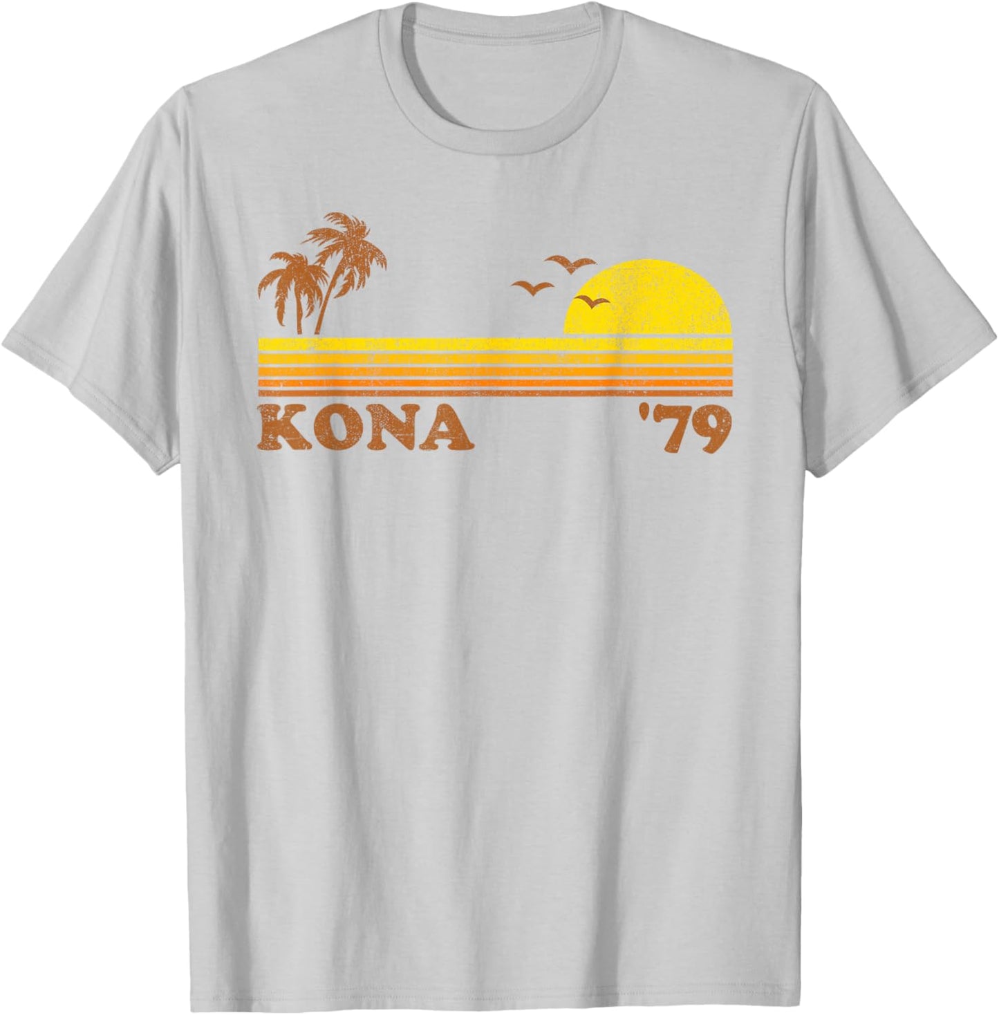 Vintage Kona Hawaii Beach Retro Hawaiian Surfing 70's Gift T-Shirt - T-Shirt | Ash