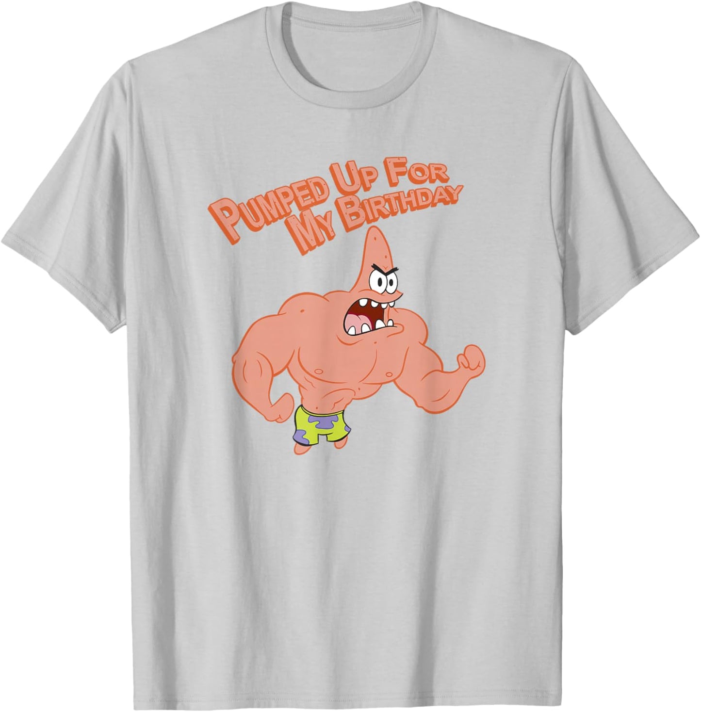 SpongeBob SquarePants Patrick Pumped Up For My Birthday T-Shirt - T-Shirt | Ash