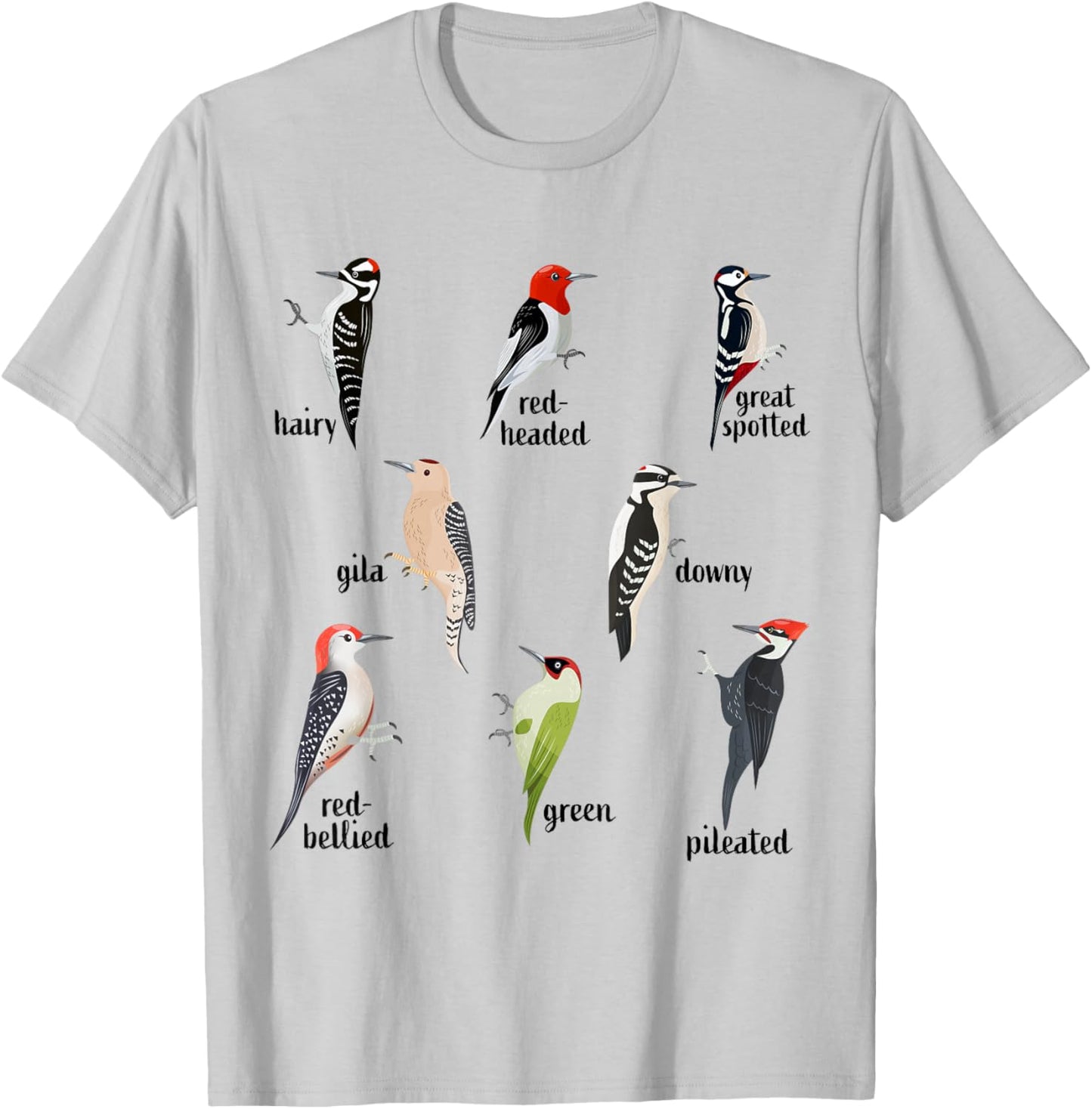 Types of Woodpecker Bird watching Wildlife T-Shirt - T-Shirt | Ash
