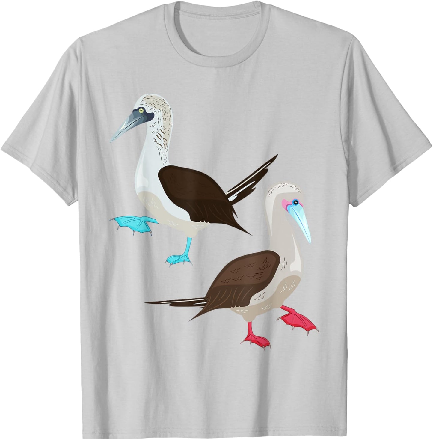 Blue and Red Footed Booby Bird T-Shirt - T-Shirt | Ash