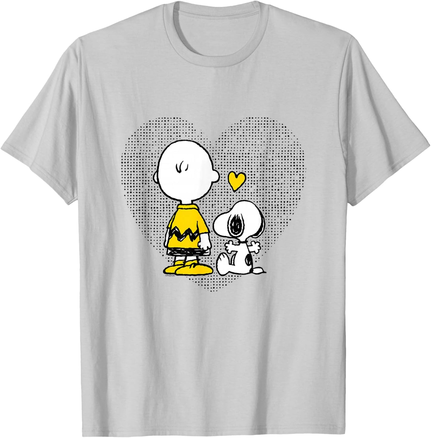 Peanuts Charlie Brown Snoopy Dot Heart T-Shirt - T-Shirt | Ash