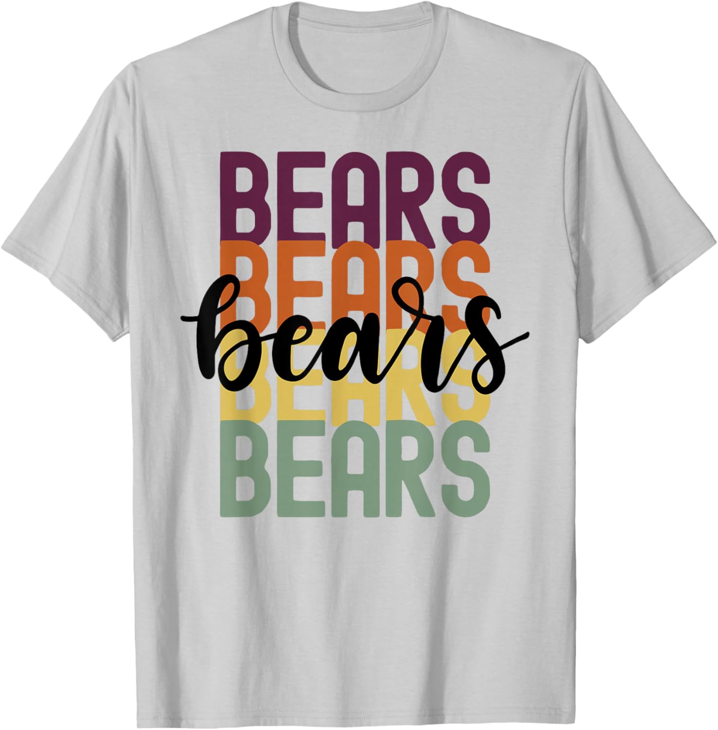 Bears Team Mascot School Spirit Game Night T-Shirt - T-Shirt | Ash