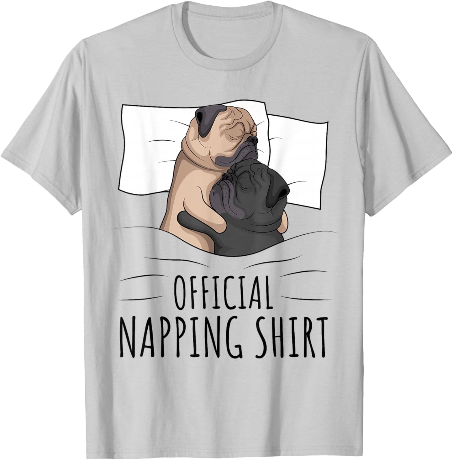 Sleeping Pug Lover Dog Official Napping T-Shirt - T-Shirt | Ash