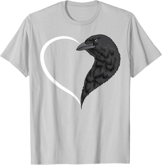 Crow Shirts Girls Kids Heart Cute Crow T-Shirt - T-Shirt | Ash