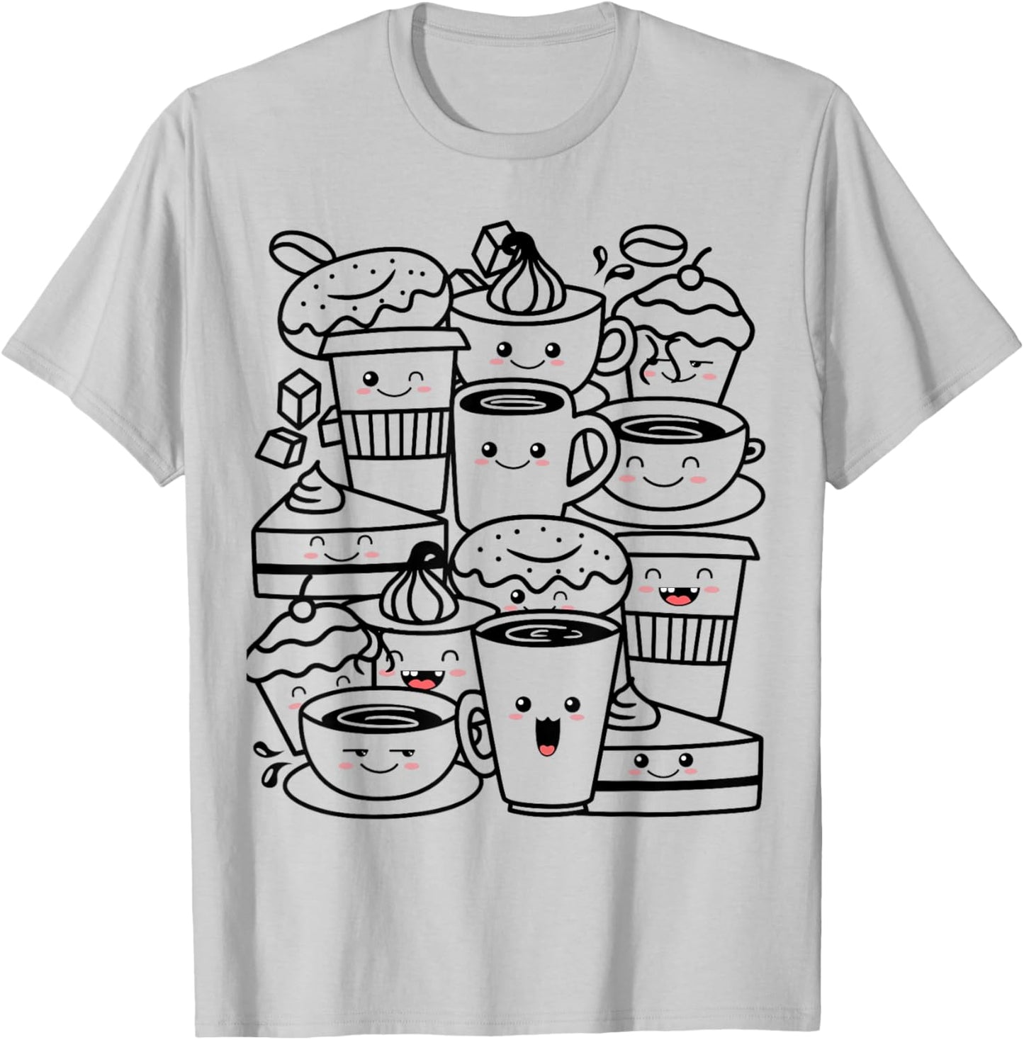 Coffee Kawaii Design for Coffee Addict T-Shirt - T-Shirt | Ash