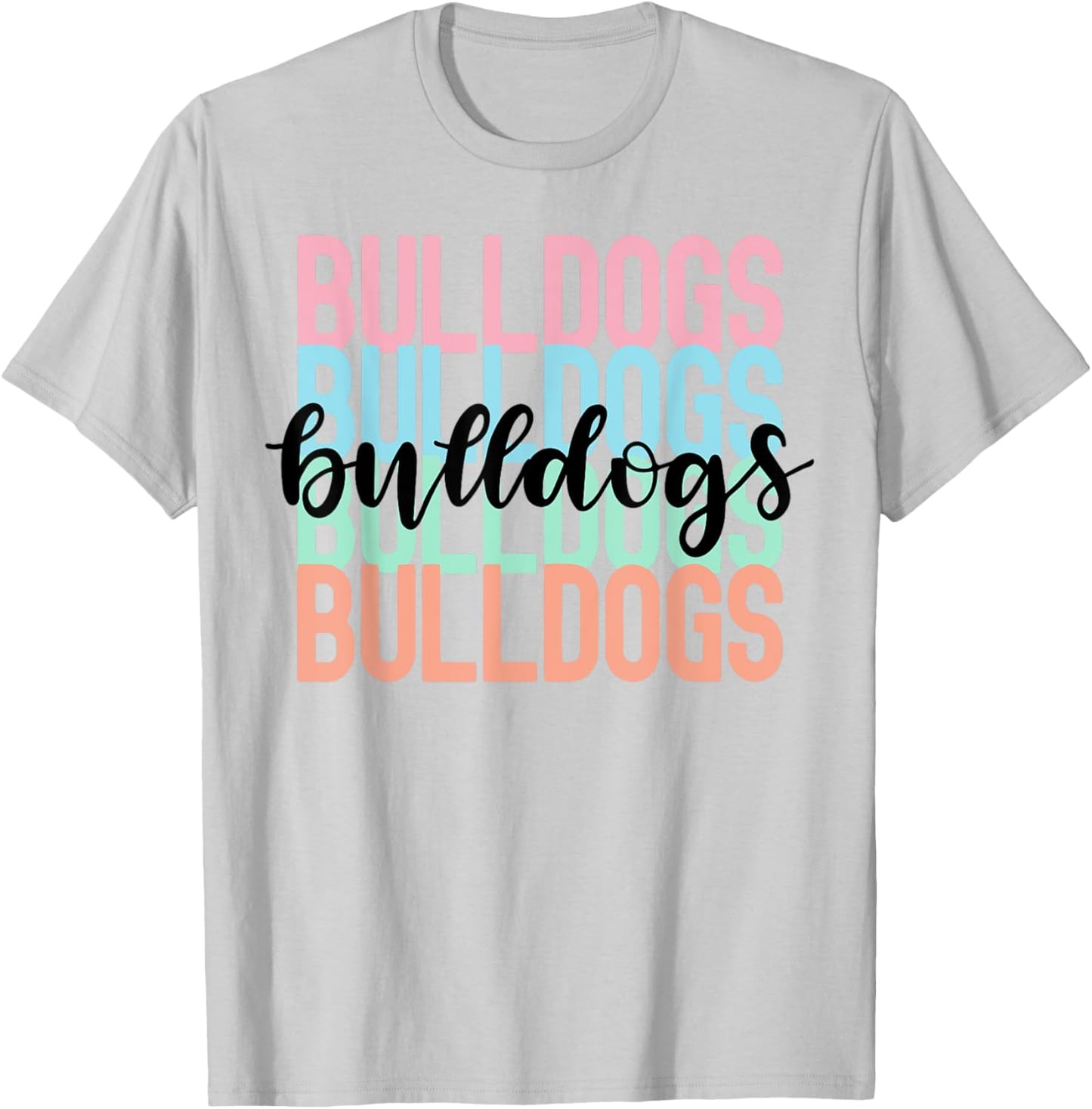 Bulldogs Team Mascot School Spirit Game Night T-Shirt - T-Shirt | Ash