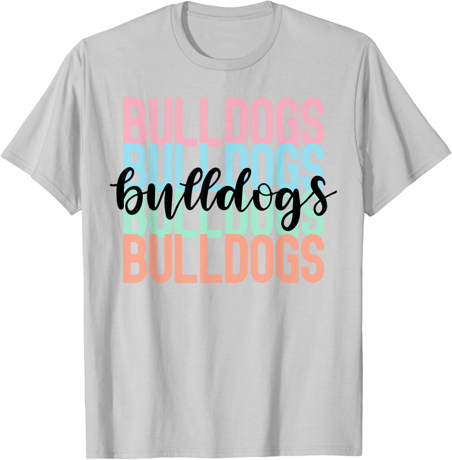 Bulldogs Team Mascot School Spirit Game Night T-Shirt - T-Shirt | Ash