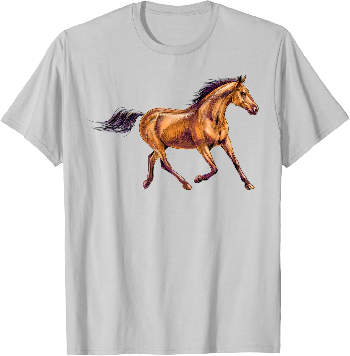 Red black Horses Horseback Riding Horse Lovers Flowers 2021 T-Shirt - T-Shirt | Ash