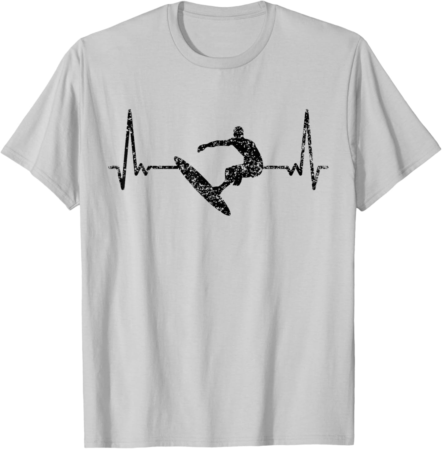 Heartbeat Surfing Surf Surfer Surfboard T-Shirt - T-Shirt | Ash