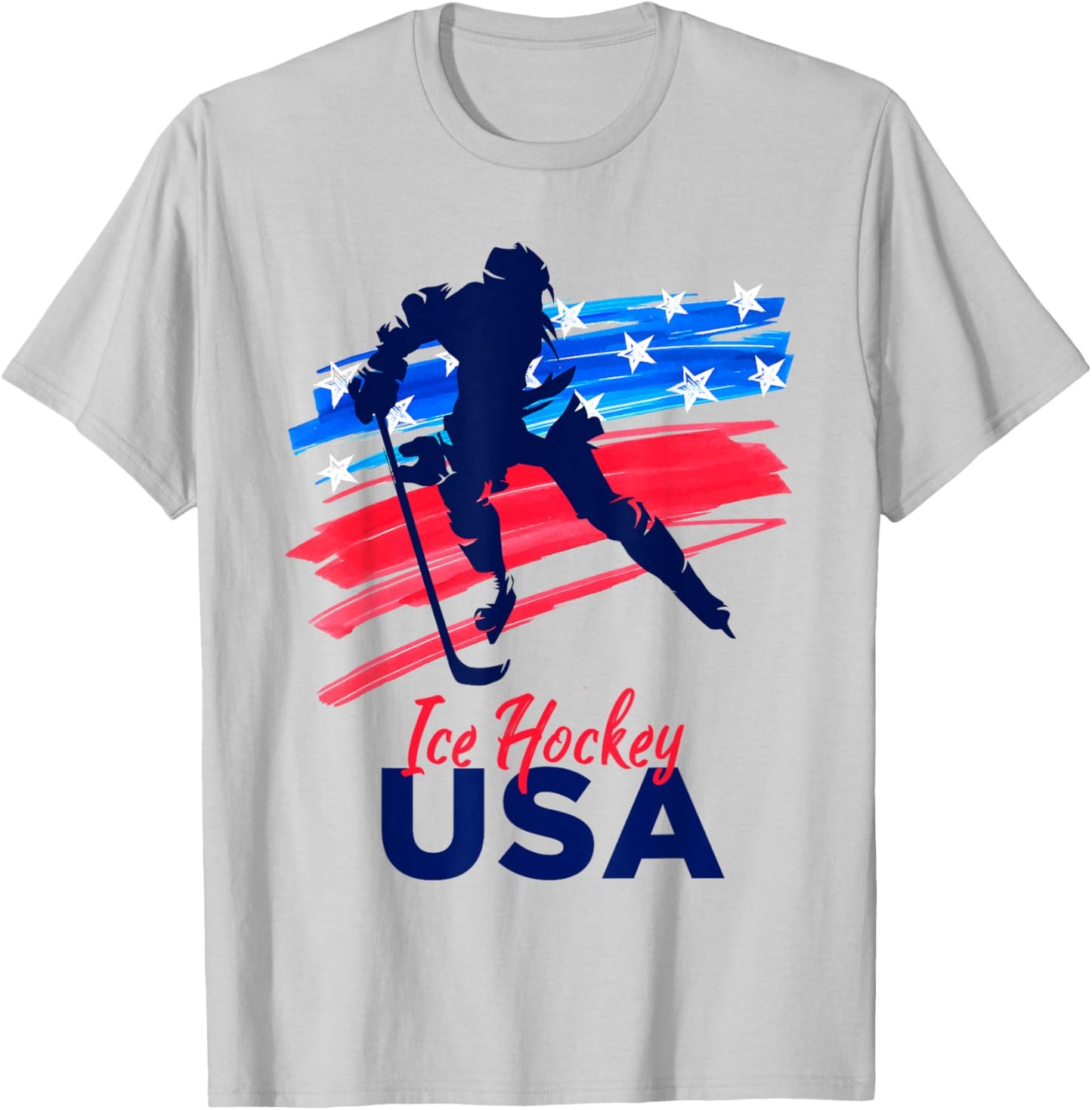 Ice Hockey USA Support the Team USA Flag Hockey Lover T-Shirt - T-Shirt | Ash