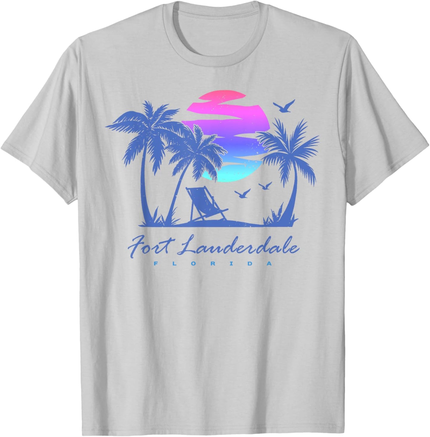 FORT LAUDERDALE FLORIDA Beach Vacation Retro Vintage Sunset Men Women Girls Kids T-Shirt - T-Shirt | Ash
