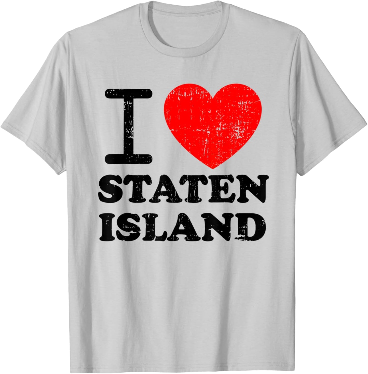 I Love Staten Island Red Heart T-Shirt - T-Shirt | Ash