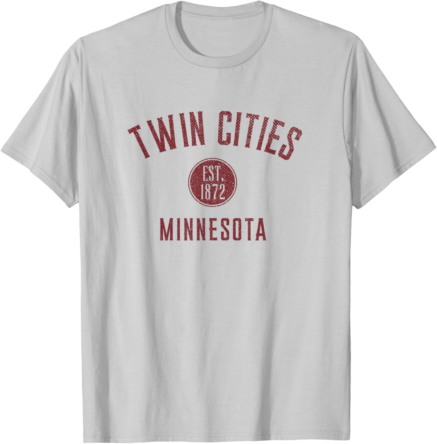 Twin Cities Minnesota Varsity Vintage Distressed Style T-Shirt - T-Shirt | Ash
