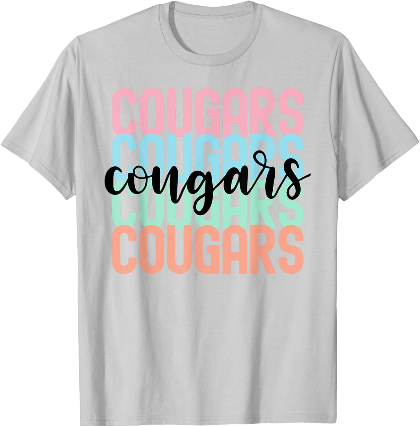 Cougars Team Mascot School Spirit Game Night T-Shirt - T-Shirt | Ash