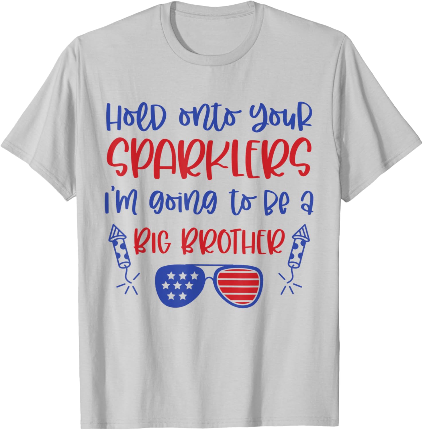 Big Brother Sparkler 4th of July Pregnancy Announcement T-Shirt - T-Shirt | Ash