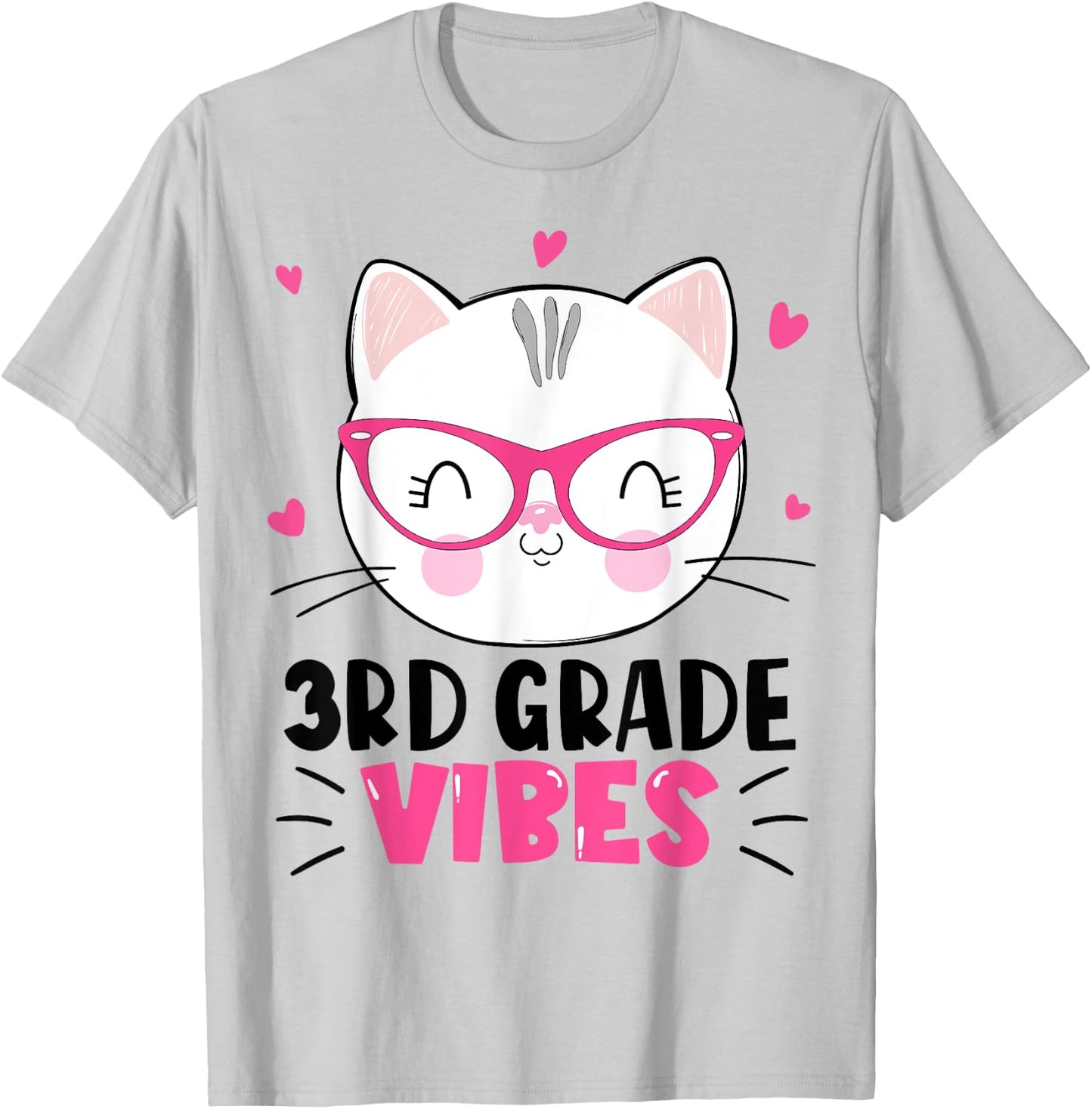 Cute 3rd Grade Vibes Cat Kitten Lover Back To School Girls T-Shirt - T-Shirt | Ash