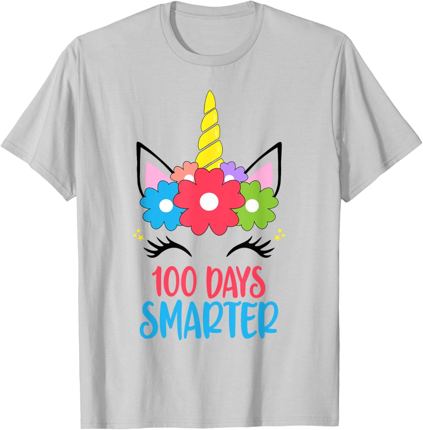 100 Days Smarter 100th Day Of School Unicorn Girls Women T-Shirt - T-Shirt | Ash