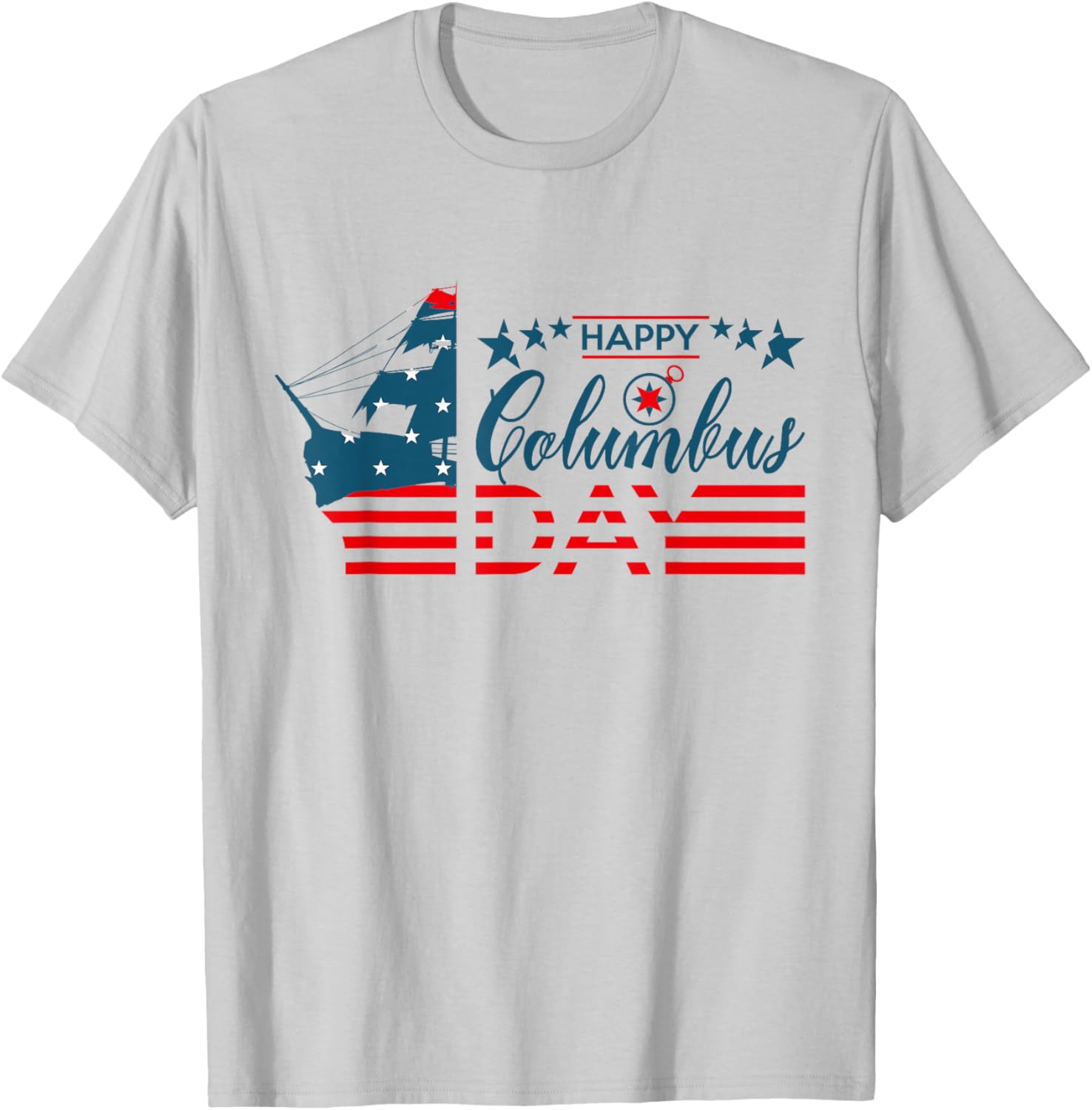 Happy Columbus Day, Columbus Day Design T-Shirt - T-Shirt | Ash