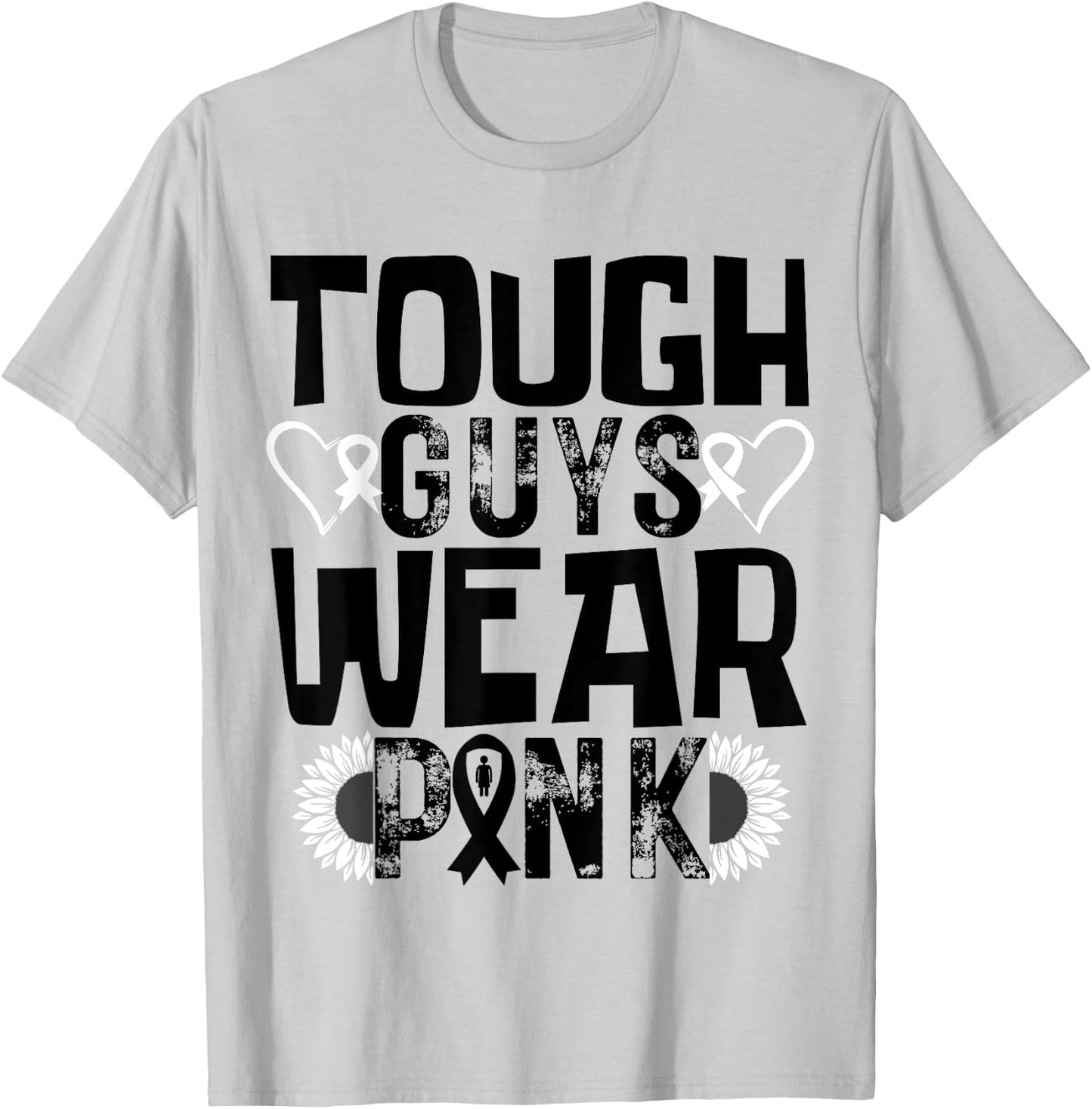 Tough Guys Wear Pink Breast Cancer Awareness Men Boys Pink T-Shirt - T-Shirt | Ash