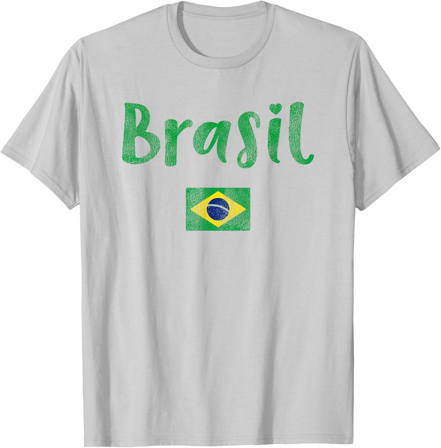 Retro Brazilian Flag of Brazil Souvenir Women Girls Brasil T-Shirt - T-Shirt | Ash