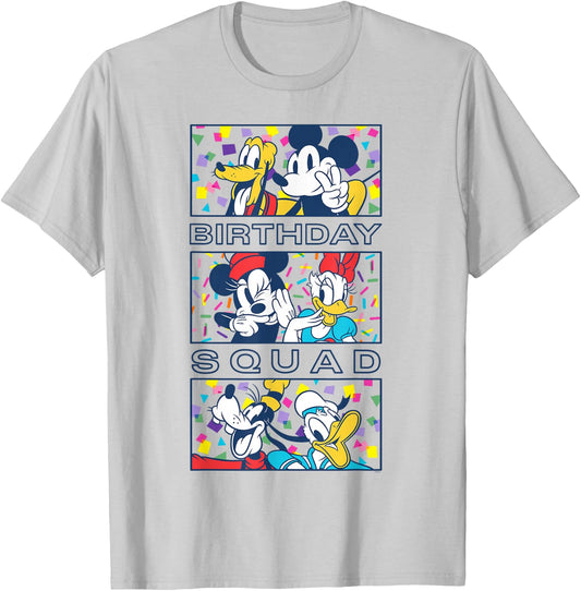 Disney Mickey Mouse and Friends Confetti Crew Birthday Squad T-Shirt - T-Shirt | Ash