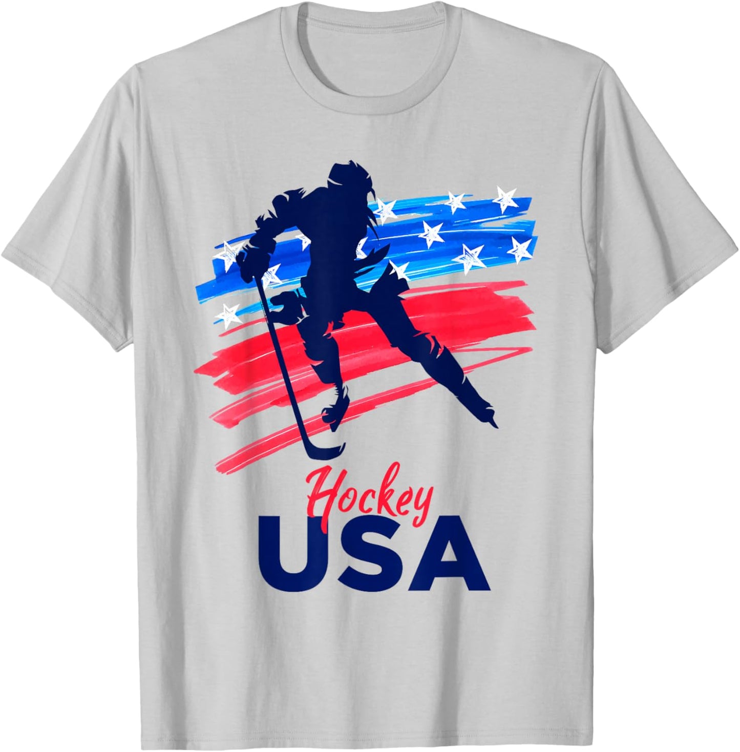 Hockey USA Support the Team Shirt USA Ice Hockey Lover T-Shirt - T-Shirt | Ash