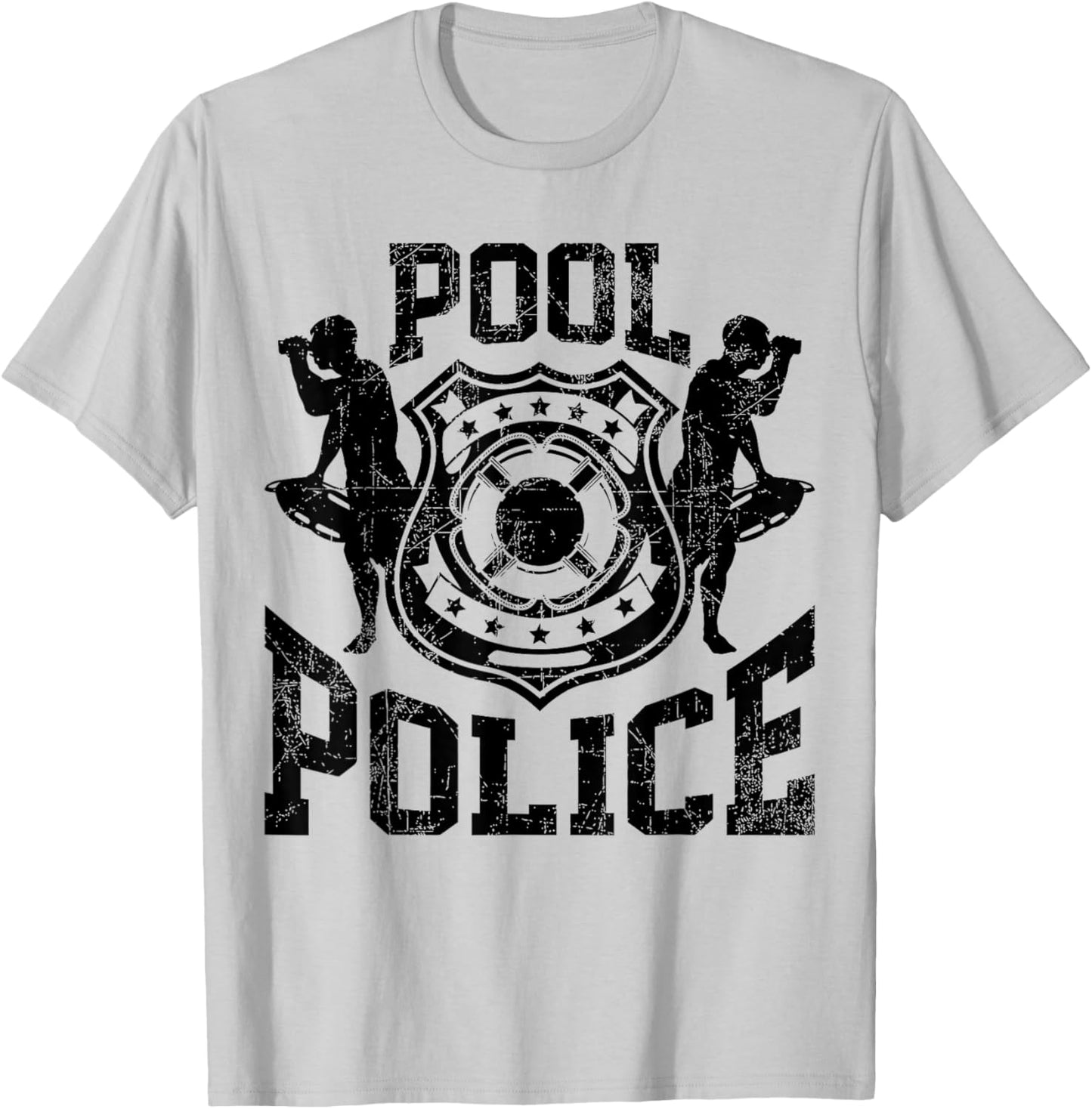 Pool Police, Lifeguard, Funny Pool, Security T-Shirt - T-Shirt | Ash