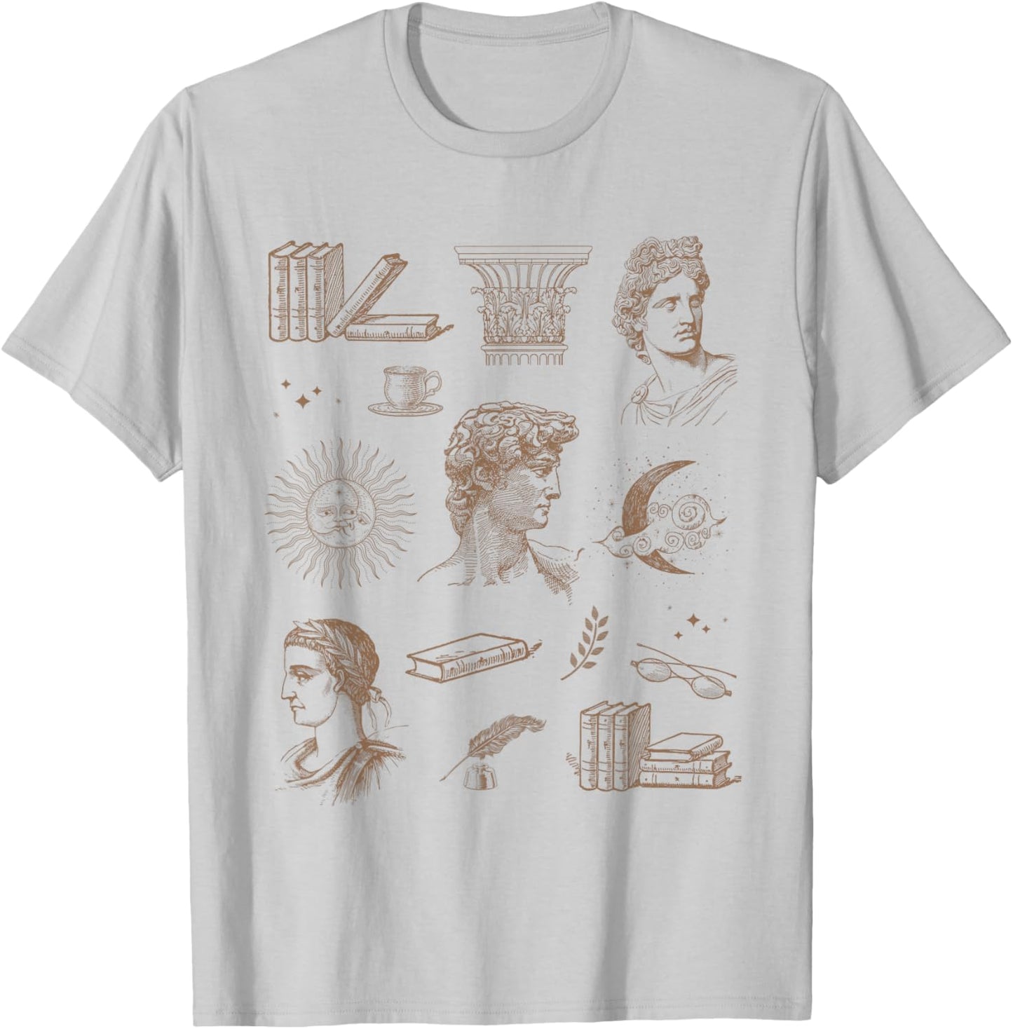 Dark Academia Clothing Aesthetic Book Lover Bookaholic T-Shirt - T-Shirt | Ash