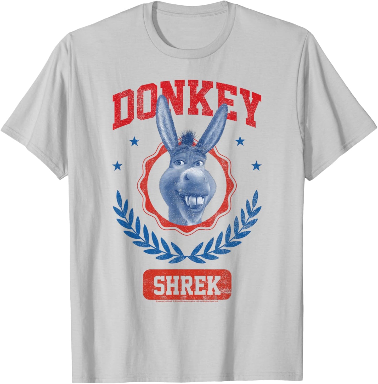 Shrek 4th of July Donkey Collegiate Poster T-Shirt - T-Shirt | Ash
