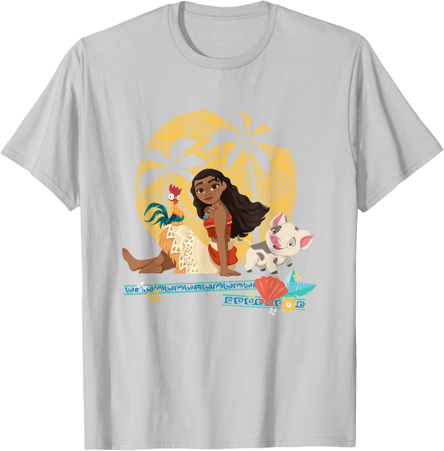 Disney Moana Hei Hei Moana Pua Enjoying Sunset Chest Poster T-Shirt - T-Shirt | Ash