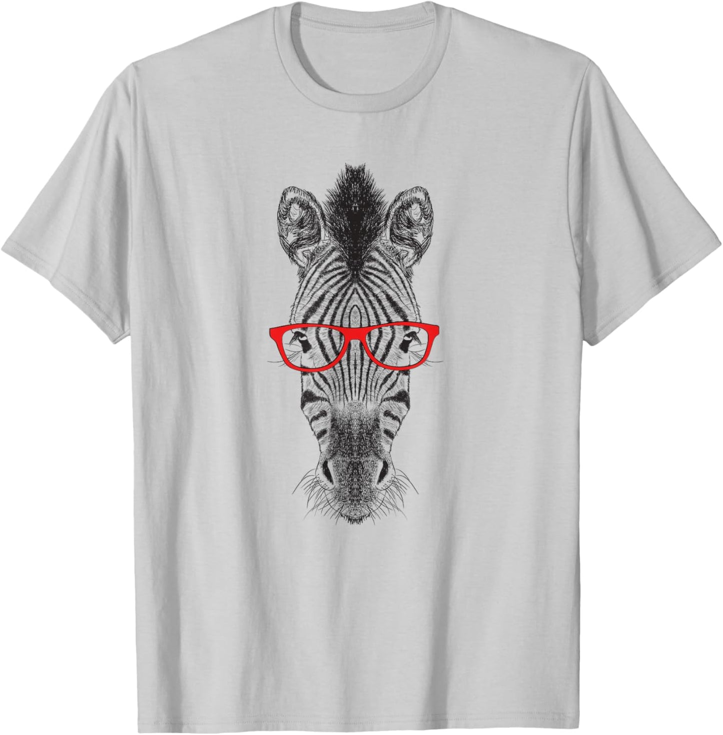 & Funny Wildlife Red Glasses Zebra Lover T-Shirt - T-Shirt | Ash