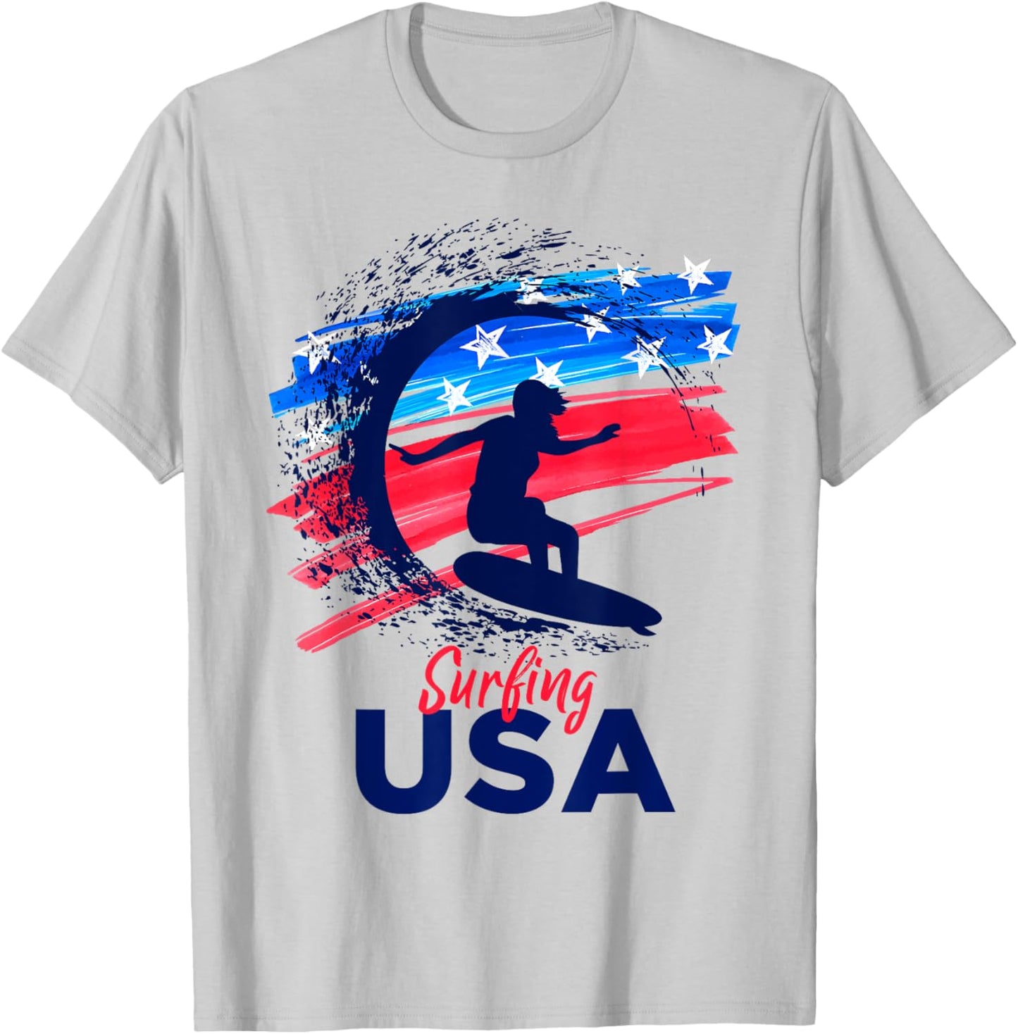 Surfing USA Support the Team Shirt USA Flag T-Shirt - T-Shirt | Ash