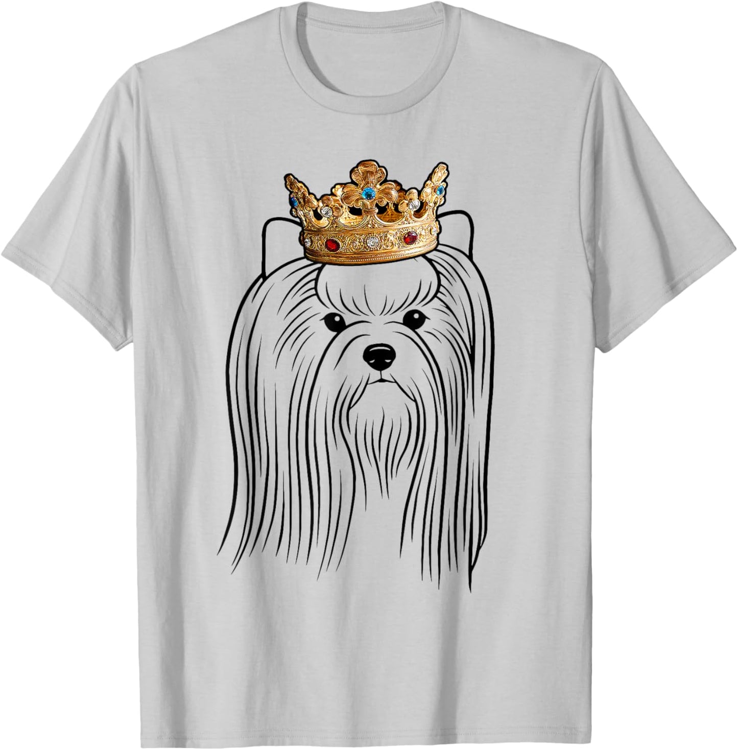 Biewer Terrier Dog Wearing Crown Men Women Girls Kids T-Shirt - T-Shirt | Ash
